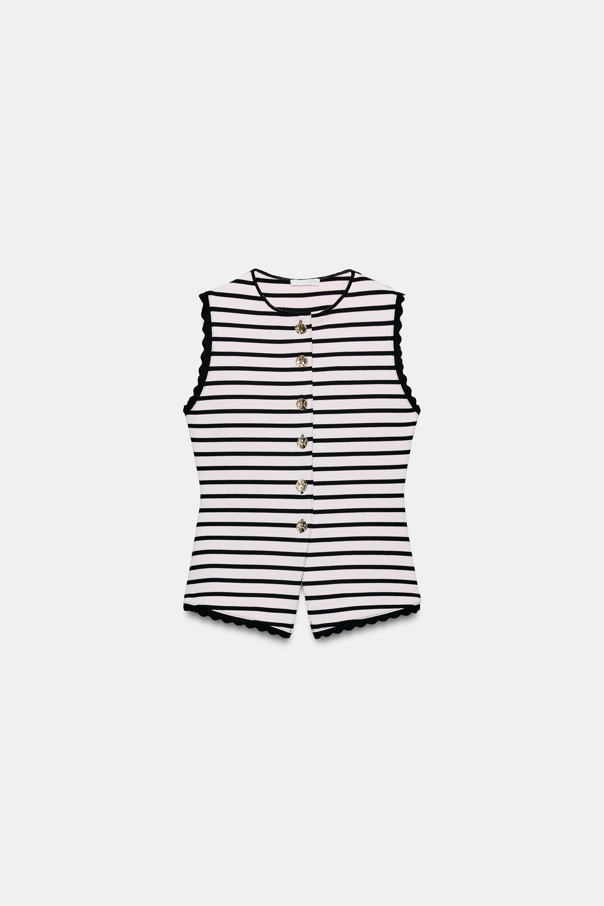 STRIPED BUTTON VEST TOP